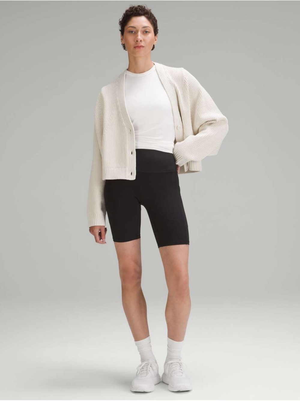 Lululemon Cotton-Blend Crewneck Cardigan L/XL Bone - Picture 7 of 10
